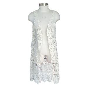 Vivid Importers Open Front Lace Midi Cardigan OS